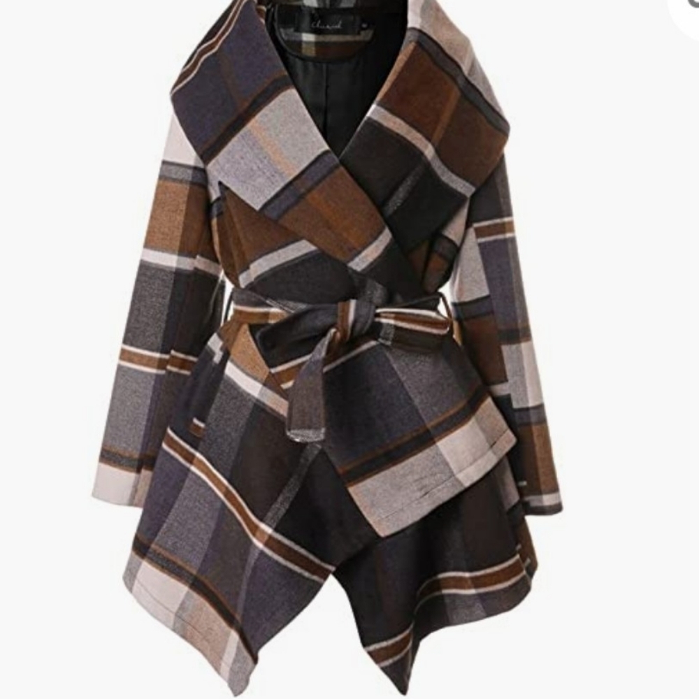 Plaid wool coat